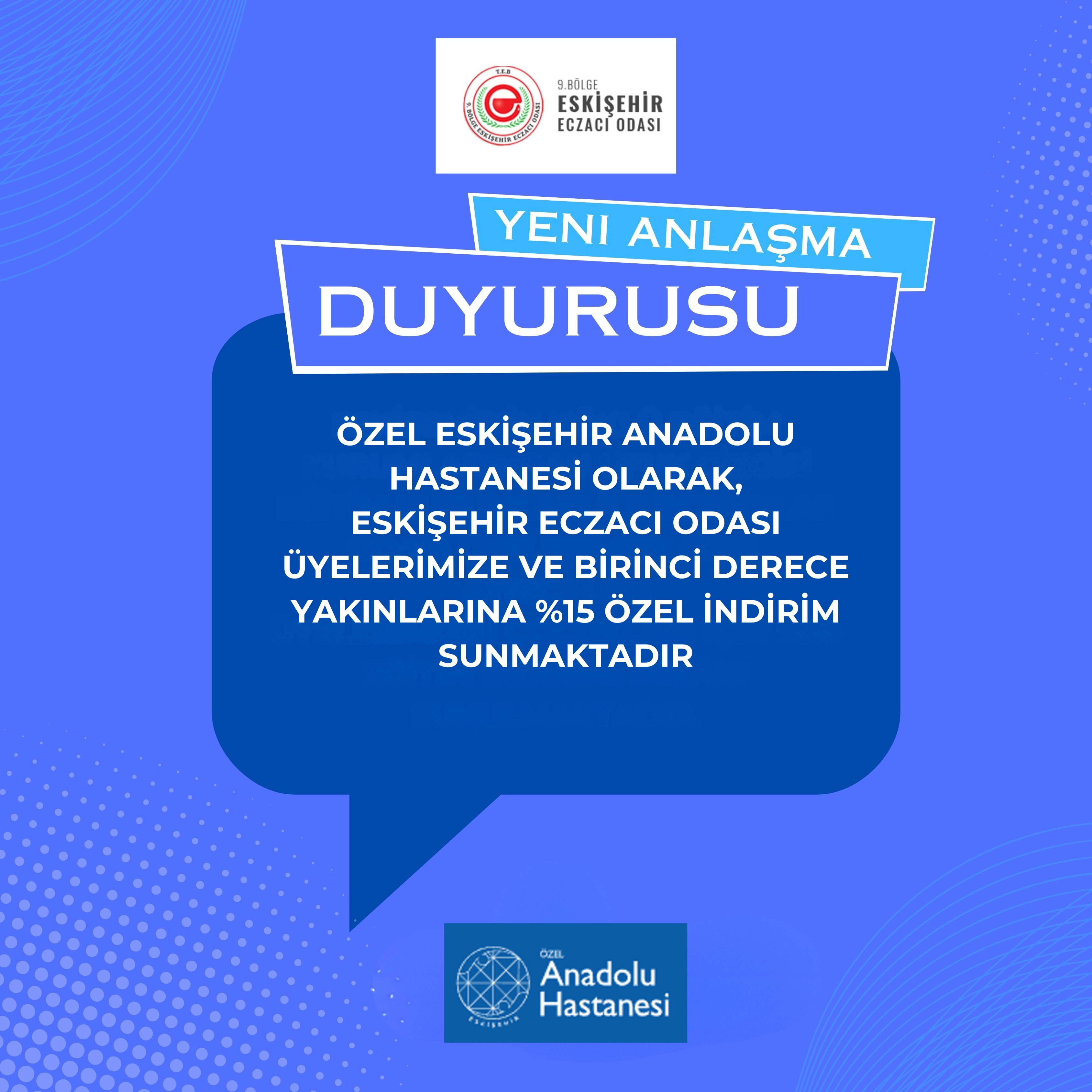 ODAMIZ VE ÖZEL ESKİŞEHİR ANADOLU HASTANESİ ARASINDA İMZALANAN ANLAŞMA HAKKINDA