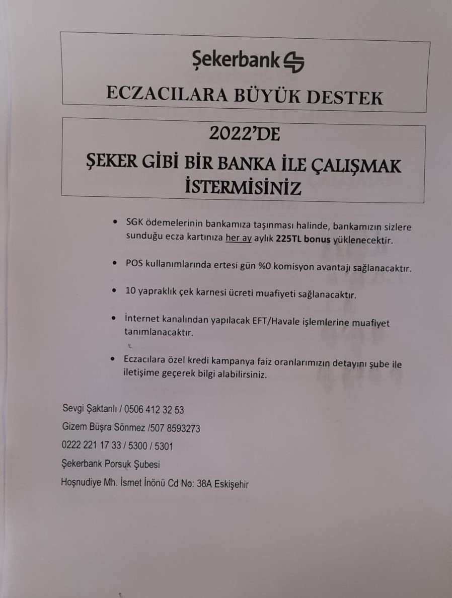 Şekerbank'ın Meslektaşlarımıza Sunduğu Avantajlar Hak.