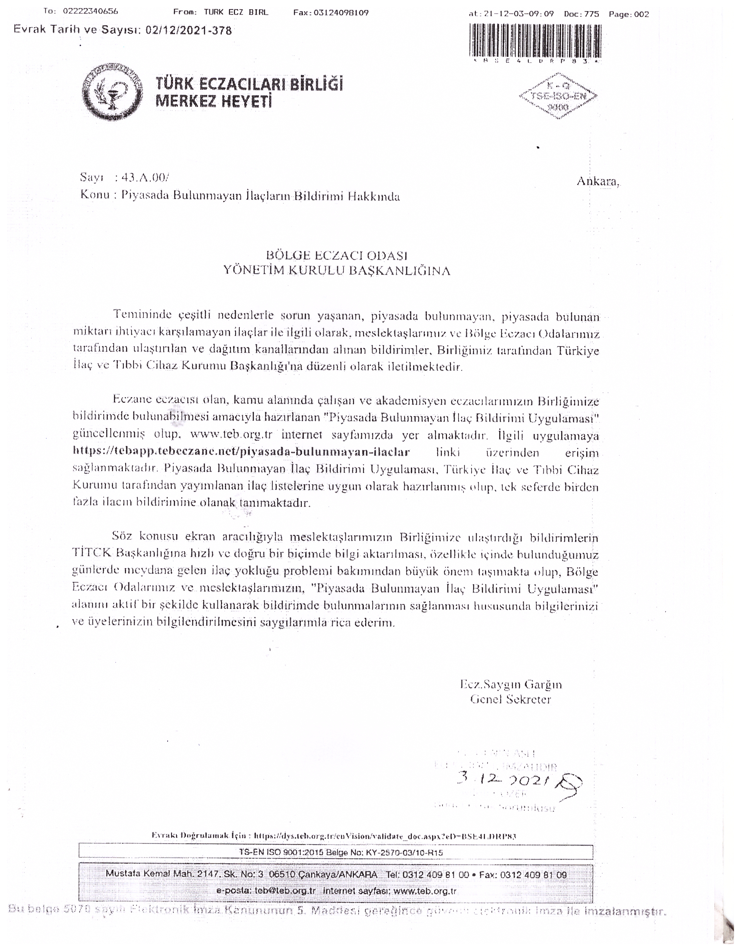 Piyasada Bulunmayan İlaçların Bildirimi Hakkında 